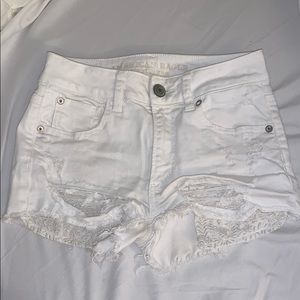 American Eagle White Ripped Shorts